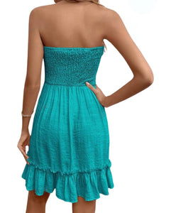 Ruffle hem strapless dress