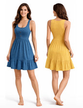 Load image into Gallery viewer, Midi casual dress with ruffle and buttons
