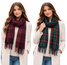 Load image into Gallery viewer, Beautiful plaid scarves that double as a shawl
