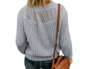 Soft acrylic sweater with upper lace