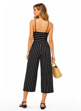 Load image into Gallery viewer, Black/white striped jumpsuit
