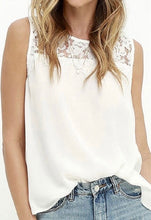 Load image into Gallery viewer, Sleeveless blouse with lace and button up back
