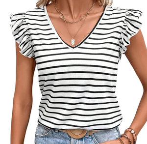 Striped tee with knotted back