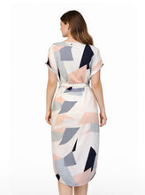 Load image into Gallery viewer, Geometric print v neck 3/4 length dress
