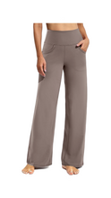 Load image into Gallery viewer, High waist wide leg athletic pants with pockets
