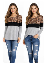 Load image into Gallery viewer, Leopard print color block sweater
