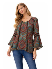 Load image into Gallery viewer, Multi color top with bell sleeves
