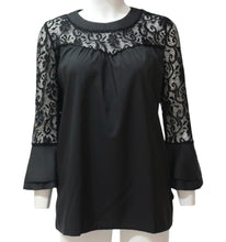 Load image into Gallery viewer, Blouse with lace insert and bell sleeve
