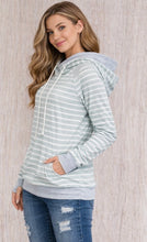 Load image into Gallery viewer, Mint white hoodie with double hood
