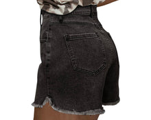 Load image into Gallery viewer, Raw hem high waist denim shorts
