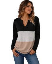 Load image into Gallery viewer, Khaki colorblock waffle knit long sleeve top

