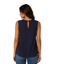 Load image into Gallery viewer, Sleeveless navy tank with cutouts
