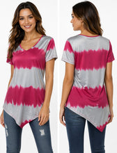 Load image into Gallery viewer, Tie dye v-neck top with irregular hem
