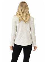 Load image into Gallery viewer, Crossover waffle knit sweater with 5 decorative buttons
