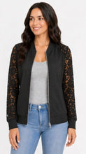 Load image into Gallery viewer, Lightweight bomber jacket with lace sleeves
