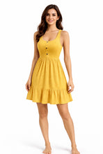 Load image into Gallery viewer, Midi casual dress with ruffle and buttons
