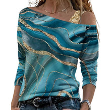 Load image into Gallery viewer, Marble digital print off 1 shoulder top with strap
