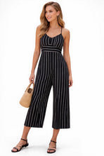Load image into Gallery viewer, Black/white striped jumpsuit
