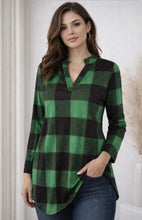 Load image into Gallery viewer, Long sleeve plaid V-neck shirt
