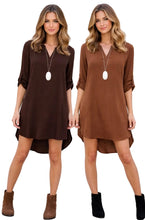 Load image into Gallery viewer, Loose fitting long sleeve v-neck high/low shirt/dress
