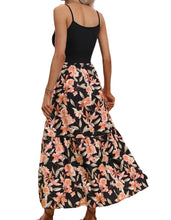 Load image into Gallery viewer, Black floral long dress with ruffle
