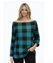 Load image into Gallery viewer, Plaid off one shoulder sweater
