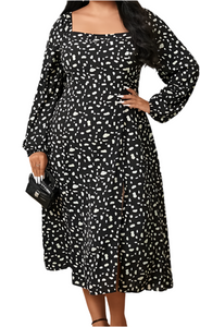 Plus size black polka dot maxi dress