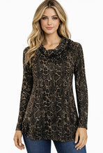 Load image into Gallery viewer, Snakeskin print long sleeve top with decorative buttons
