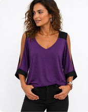 Load image into Gallery viewer, Cold shoulder short sleeve top.
