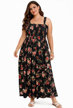 Load image into Gallery viewer, Plus size black floral maxi dress with side slits
