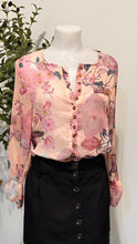 Load image into Gallery viewer, High/low chiffon button up floral blouse
