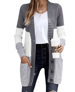 Button up acrylic knit cardigan with pockets