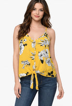 Load image into Gallery viewer, Yellow floral tie up top with decorative buttons
