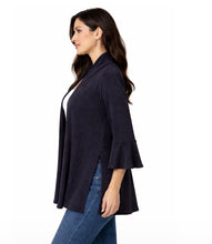Load image into Gallery viewer, Navy cardigan with bell sleeves and side slits
