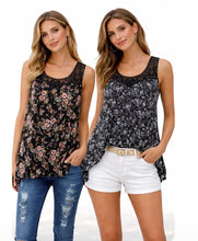 Load image into Gallery viewer, Loose flowy top with upper lace
