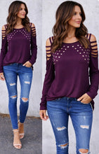 Load image into Gallery viewer, Studded long sleeve ladder sleeve top
