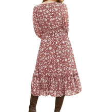 Load image into Gallery viewer, Dusty pink floral dress with ruffle hem
