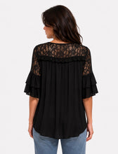 Load image into Gallery viewer, Pretty top with lace and tiered sleeves
