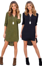 Load image into Gallery viewer, Loose fitting long sleeve v-neck high/low shirt/dress
