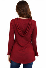 Load image into Gallery viewer, High/low lace up sweater with hood
