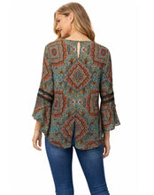 Load image into Gallery viewer, Multi color top with bell sleeves
