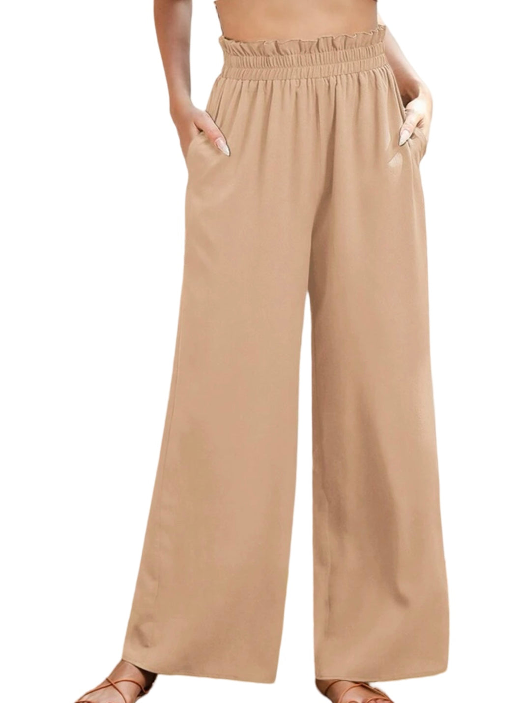 High waist wide leg pants with pockets