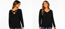 Load image into Gallery viewer, Acrylic knit sweater with criss cross back
