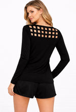 Load image into Gallery viewer, Black sweater with cutout design on front and back

