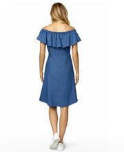 Load image into Gallery viewer, Denim button up dress with ruffle
