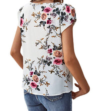 Load image into Gallery viewer, White floral pleated blouse
