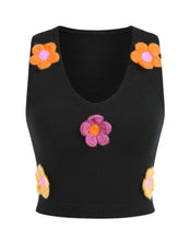 Load image into Gallery viewer, Knitted crop vest with 3D flower embellishments
