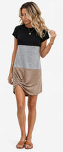 Load image into Gallery viewer, Colour block twisted hem t-shirt dress
