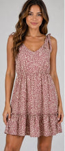Load image into Gallery viewer, Dusty pink leopard print knotted shoulder dress

