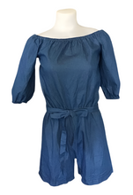 Load image into Gallery viewer, Denim off shoulder romper

